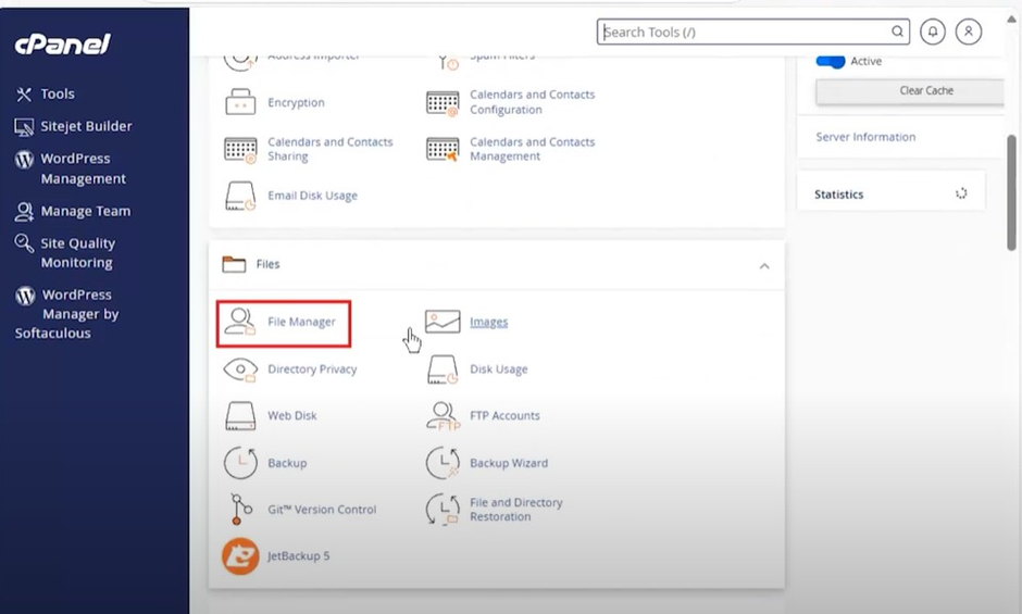 selecting file Manager