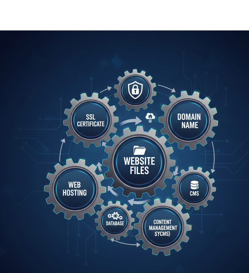 6 interconnected parts of building website