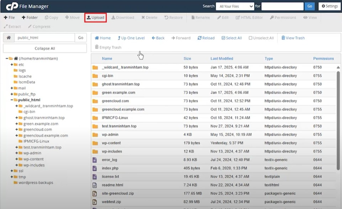 selecting upload