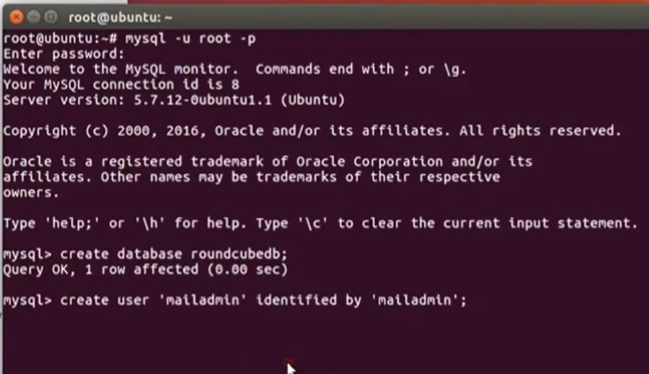CREATE DATABASE roundcubedb;

CREATE USER 'mailadmin' IDENTIFIED BY 'mailadmin';